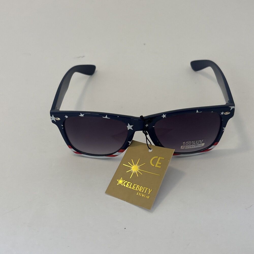 Patriotic USA American flag Star Strip Sunglasses Vintage 80's Retro US Glasses